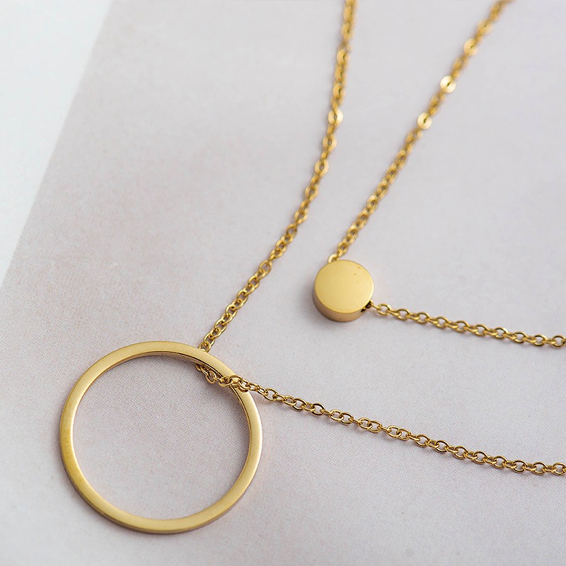 Women's 316L Stainless Mini Disc Pendant Necklace, Daily Wear
